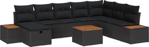 Maison Exclusive - Záhradný nábytok s vankúmi 9 ks ierny Poly-rattan