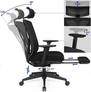 SONGMICS Kancelárska stolička - čierna - 70x70x116 cm