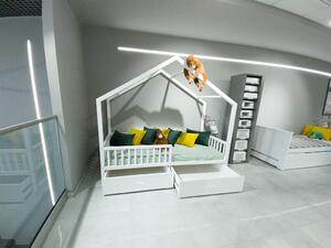 Detská drevená posteľ domček 200x90 Wiktor - biela