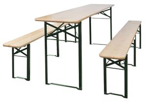 Skladací pivný stôl s 2 lavicami 220 cm jedľové drevo