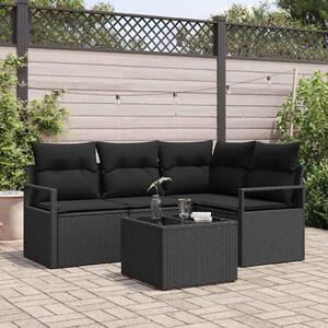 Maison Exclusive – Sedacia súprava, 5 kusov, čierna [syntetický materiál]: Polyratan