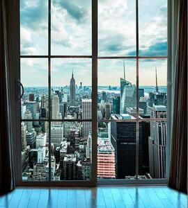 Vliesové fototapety, rozmer 225 cm x 250 cm, výhľad z okna na Manhattan, DIMEX MS-3-0009
