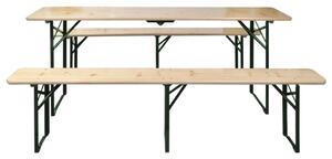 Skladací pivný stôl s 2 lavicami 220 cm jedľové drevo