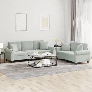 Maison Exclusive – 2-dielna sedacia súprava s vankúmi, svetlosivý zamat