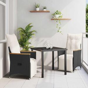 Maison Exclusive - Záhradná jedálenská súprava s vankúmi 3 ks ierna Poly-rattan