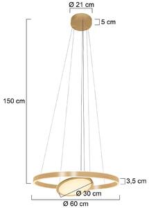 LED závesné svietidlo Ringlux 3-pl. Ø 60 cm zlatá