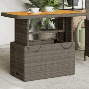 Maison Exclusive - Záhradný stôl sivý 90x55x71 cm Poly ratan a akáciové drevo
