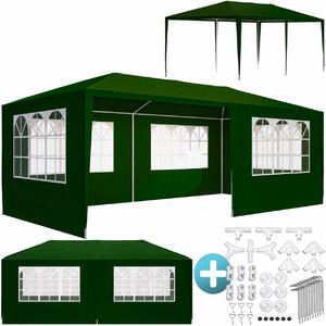 Párty stan Rimini 3x6 m - bočné steny + oblúkové okná - zelená