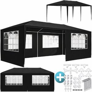 Párty stan Rimini 3x6 m - bočné steny + oblúkové okná - antracit
