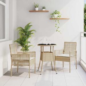 Maison Exclusive - Záhradný jedálenský set 3 pcs Béžová Poly ratan