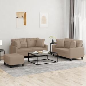 Maison Exclusive – 3-dielna sedacia súprava s vankúšmi v odtieni cappuccino-hnedá z umelej kože