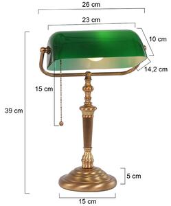 Stolová lampa Ancilla, sklo, bronzová/zelená