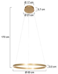 LED závesné svietidlo Ringlux, Ø 60 cm 2-pl. zlatá