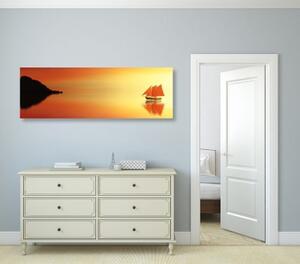Obraz oranžová plachetnica - 120x40