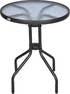 Outsunny záhradný stôl balkónový stôl bistro stôl sklenený stôl bočný stôl kov + bezpečnostné sklo ∅60xH70cm
