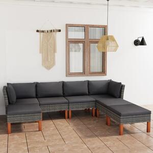 Maison Exclusive – 7-dielna záhradná súprava s vankúmi Poly Rattan Grey