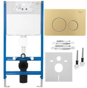 Podomietkový WC systém K011A-Q + tlačidlá I Brush Gold