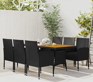 Maison Exclusive – 7-dielna záhradná jedálenská súprava z polyratanu, čierna