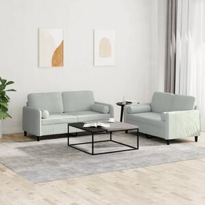 Maison Exclusive – 2-dielna sedacia súprava s vankúšmi, svetlosivý zamat
