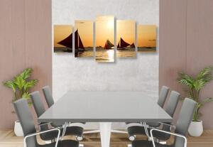 5-dielny obraz nádherný západ slnka na mori - 100x50