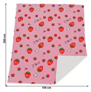 Tempo Kondela Obojstranná baránková deka, ružová/vzor jahody, 150x200cm, MIDAS TYP1
