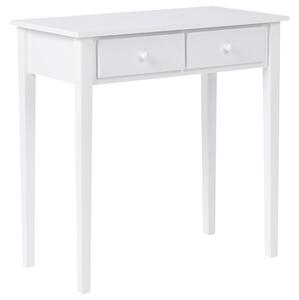 Konzolový stolík biely MDF drevené nohy 75 x 40 cm s 2 zásuvkami predsieň obývačka detská izby škandinávsky štýl