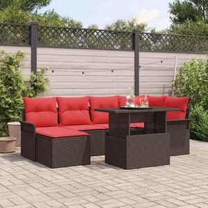 Maison Exclusive - Záhradná súprava s vankúmi 7 ks hnedá polyratanová