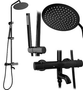 Sprchový set s termostatom Rea LUNGO Black Metallic