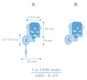 Dalber 61819 - Detské nástenné svietidlo BLUE HERO 1xE27/15W/230V