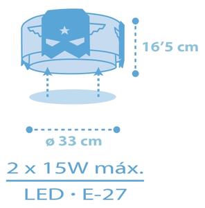 Dalber 61816 - Detské stropné svietidlo MODRÁ HERO 2xE27/15W/230V