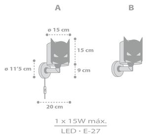 Dalber 61809 - Detské nástenné svietidlo DARK HERO 1xE27/15W/230V