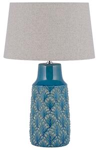 Stolná lampa morská modrá sivá keramický podstavec 55 cm vzor listov látkové tienidlo nočná lampa moderný tradičný štýl obývačka spálňa