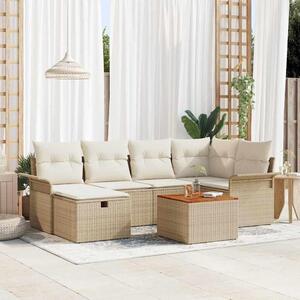 Maison Exclusive - Záhradný nábytok s vankúmi s úloným priestorom 7 ks Béový Poly-rattan