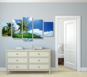 5-dielny obraz nádherná pláž na ostrove Seychely - 100x50