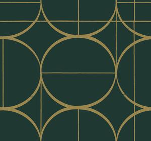 Zeleno-zlatá geometrická vliesová tapeta, MD7203, Modern Metals, York