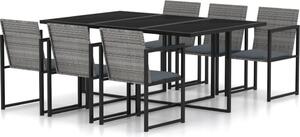 Maison Exclusive – 7-dielna záhradná jedálenská súprava s vankúšmi Poly Rattan Grey