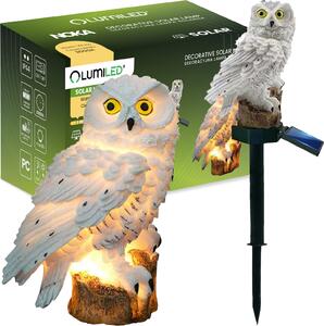 LUMILED solárne záhradné svetlo so sovou 42 cm, biela záhradná lampa so sovou, 3000K IP44 záhradná dekorácia, dekoratívne vodotesné solárne svetlo vonku, dekoratívna solárna lampa pre kvetináč, trávnik, záhradu, dvor, balkón, cesty