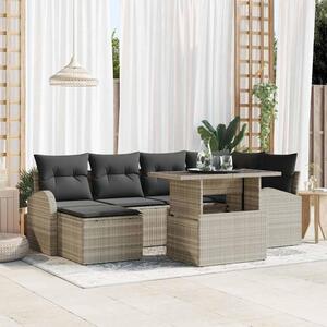 Maison Exclusive - Záhradná súprava pohoviek s úloným priestorom 7 ks Svetloedá Poly Rattan