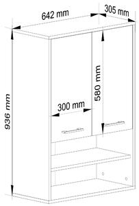 Ak furniture Závesná kúpeľňová skrinka Fin W64 2D 64 cm grafit/biela