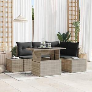Maison Exclusive - Záhradný nábytok s vankúmi 5 ks Svetloedý Poly-rattan