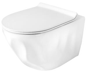 Závesná WC misa so SoftClose sedadlom REA Gustavo Rimless, biela lesk