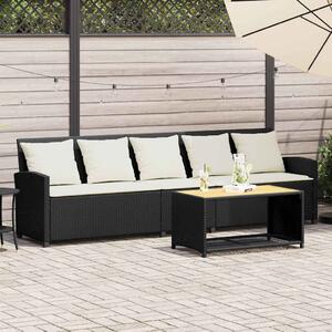 Maison Exclusive - Záhradná pohovka 5-miestna s vankúšmi Čierna Poly Rattan