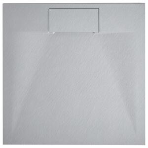 Sprchová vanička s odtokom sivá SMC 90 x 90 x 3 cm štvorcový tvar efekt prírodného kameňa minimalistický štýl kúpeľňa