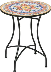 Outsunny Záhradný stôl Mozaikový stôl Okrúhly stôl Bistro stôl Odkladací stolík Červený Ø60 cm