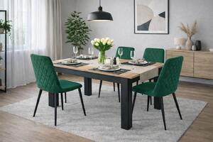 Jedálenská zostava Stôl 120x80 Craft + Čierny Stolička TURIN - tmavozelený zamat / čierne nohy x 4