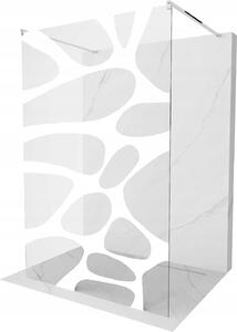 Mexen Kioto, priechodná sprchová zástena 110 x 200 cm, 8mm sklo číre/biely vzor, 2x chrómová stabilizačná rozpera, 800-110-002-01-97