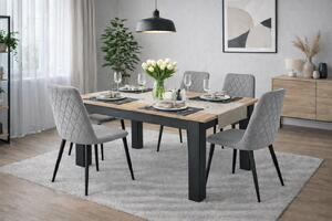 Jedálenská zostava Stôl 120x80 Craft + Čierny Stolička TURIN - svetlosivý zamat / čierne nohy x 4