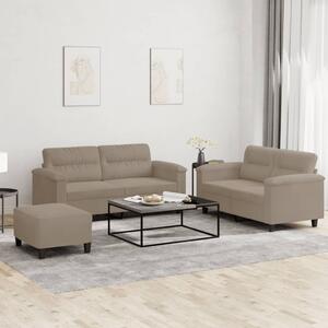 Maison Exclusive – 3-dielna sedacia súprava s vankúšmi, mikrovlákno v odtieni taupe