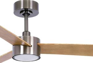 Stropný ventilátor s osvetlením Beacon Climate IV, nikl/teak, tichý, Svetlé drevo, Obývacia izba / jedáleň, Plast, Moderný