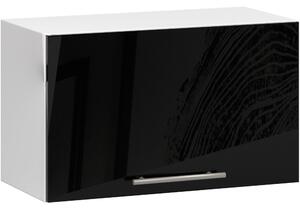 Ak furniture Závesná kuchynská skrinka Olivie W 60 cm biela/čierny lesk